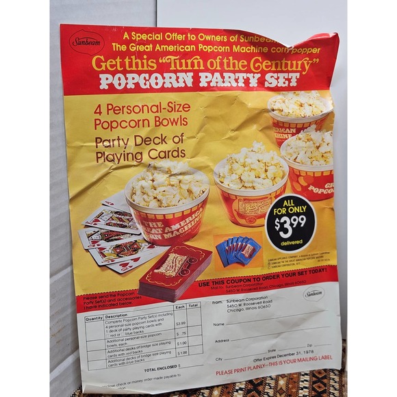 Sunbeam Other Vintage 976 Sunbeam Great American Popcorn Machine Poshmark
